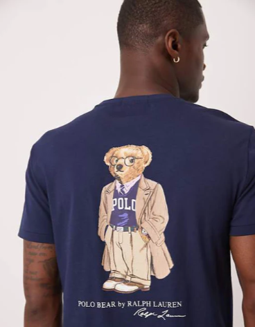 Lauren heritage bear back print t-shirt in navy